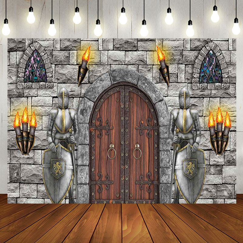 Aperturee - Aperturee Silver Masonry City Wall Knight Birthday Backdrop