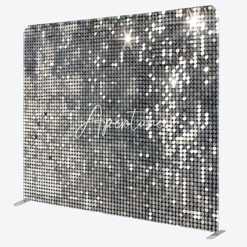 Aperturee - Aperturee Silver Sequin Dance Party Square Arch Fabric Backdrop