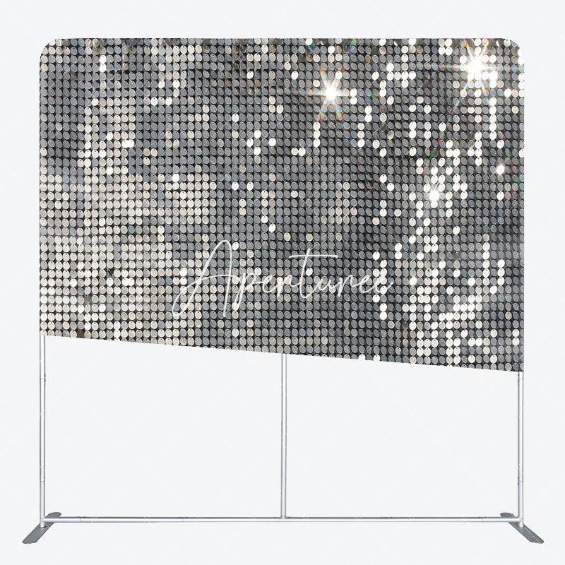 Aperturee - Aperturee Silver Sequin Dance Party Square Arch Fabric Backdrop