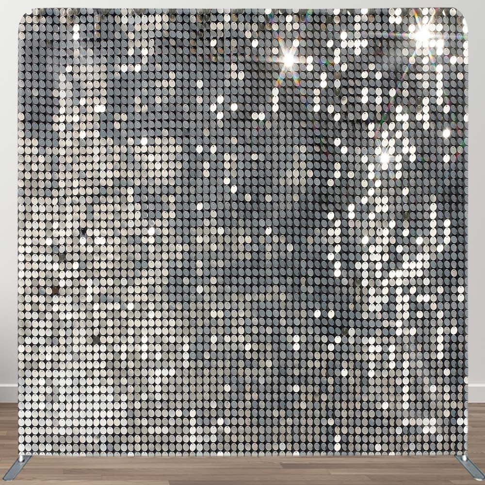 Aperturee - Aperturee Silver Sequin Dance Party Square Arch Fabric Backdrop