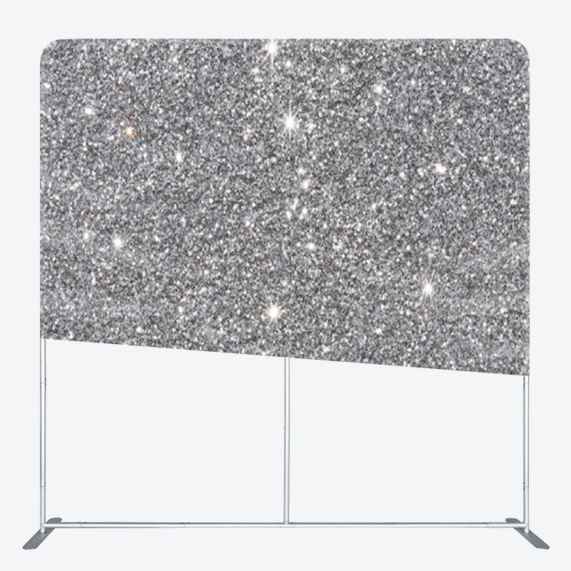 Aperturee - Aperturee Silver Sparkling Fabric Birthday Party Backdrop Cover