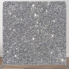 Aperturee - Aperturee Silver Sparkling Fabric Birthday Party Backdrop Cover