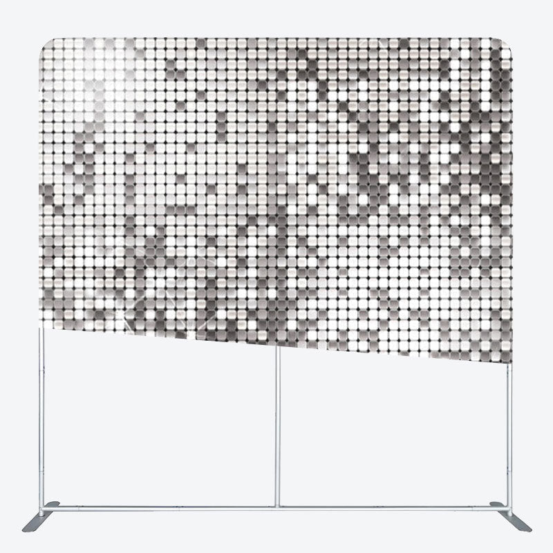 Aperturee - Aperturee Silver Sparkling Square Tension Backdrop Cover For Party