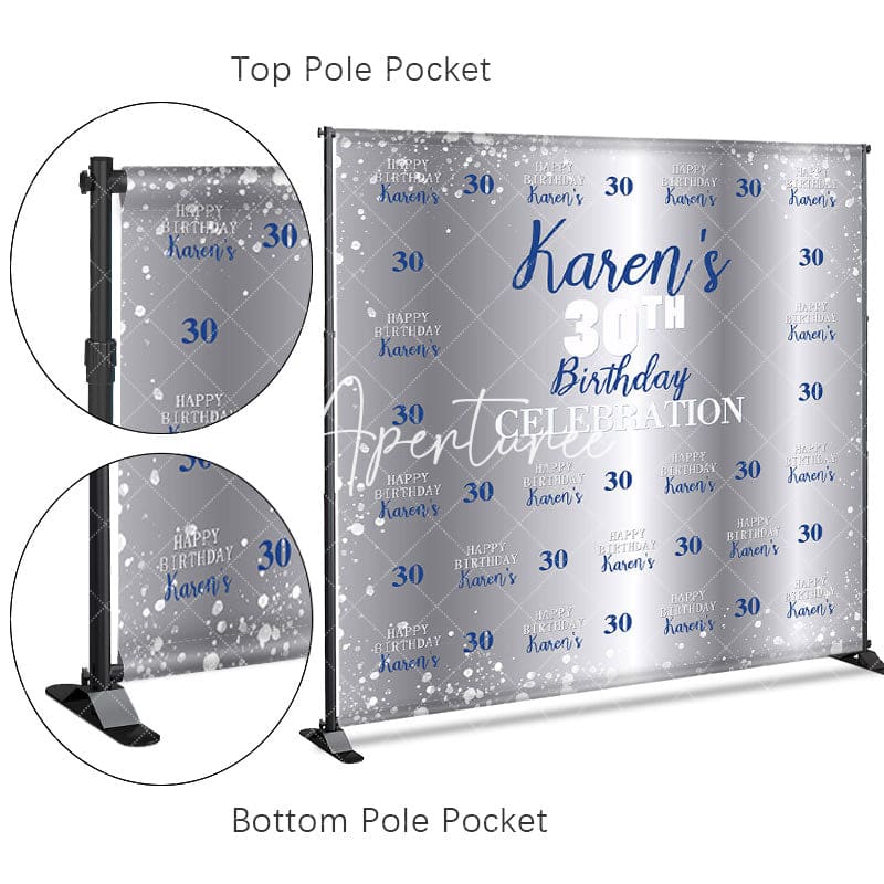 Aperturee - Aperturee Silver Step And Repeat Custom 30th Birthday Backdrop