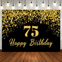 Aperturee - Aperturee Simple Black Gold Dots Happy 75th Birthday Backdrop