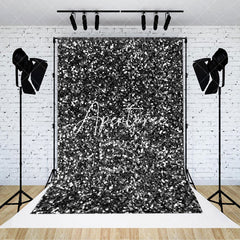 Aperturee - Aperturee Simple Black Silver Dot Glitter Photography Backdrop