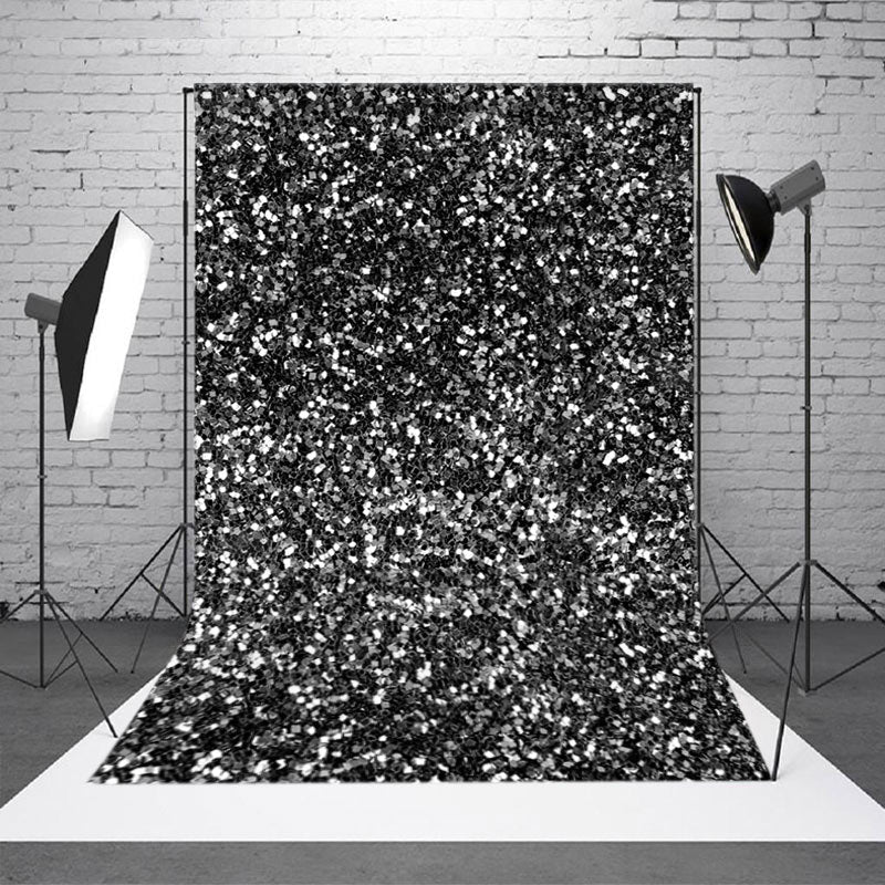 Aperturee - Aperturee Simple Black Silver Dot Glitter Photography Backdrop