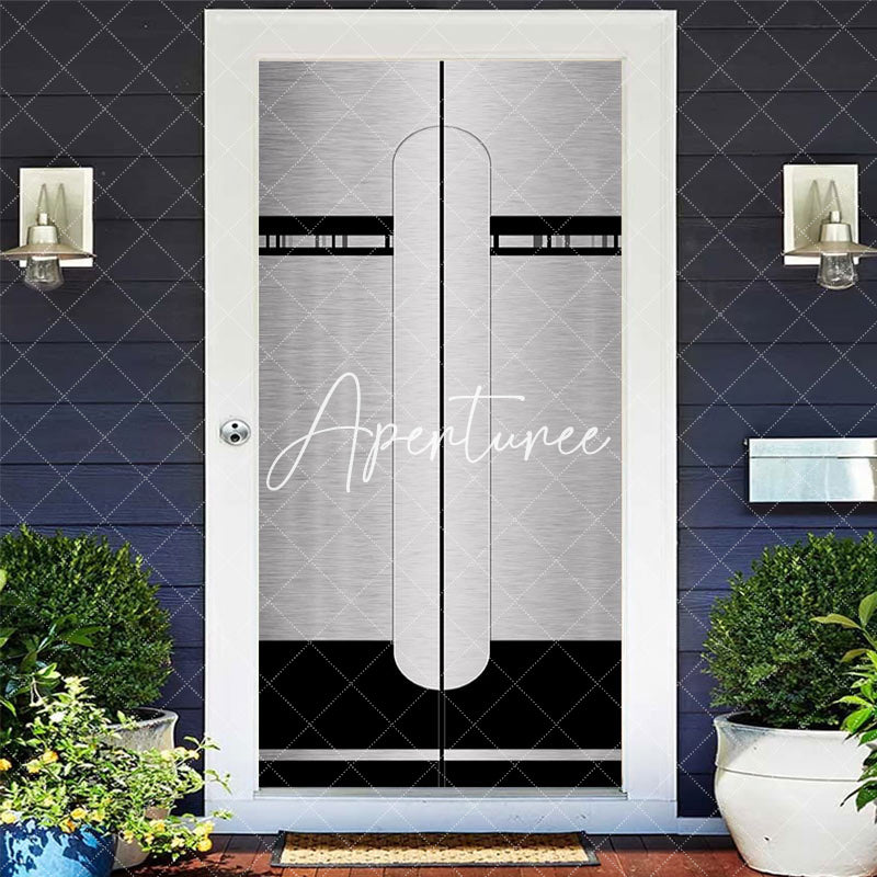 Aperturee - Aperturee Simple Black Silver Stainless Steel Party Door Cover