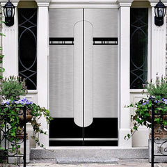 Aperturee - Aperturee Simple Black Silver Stainless Steel Party Door Cover