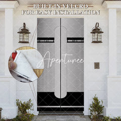 Aperturee - Aperturee Simple Black Silver Stainless Steel Party Door Cover