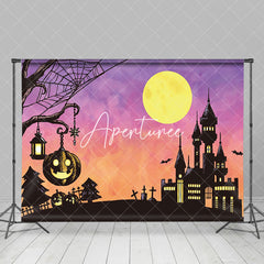 Aperturee - Aperturee Simple Cartoon Castle Halloween Holiday Backdrop