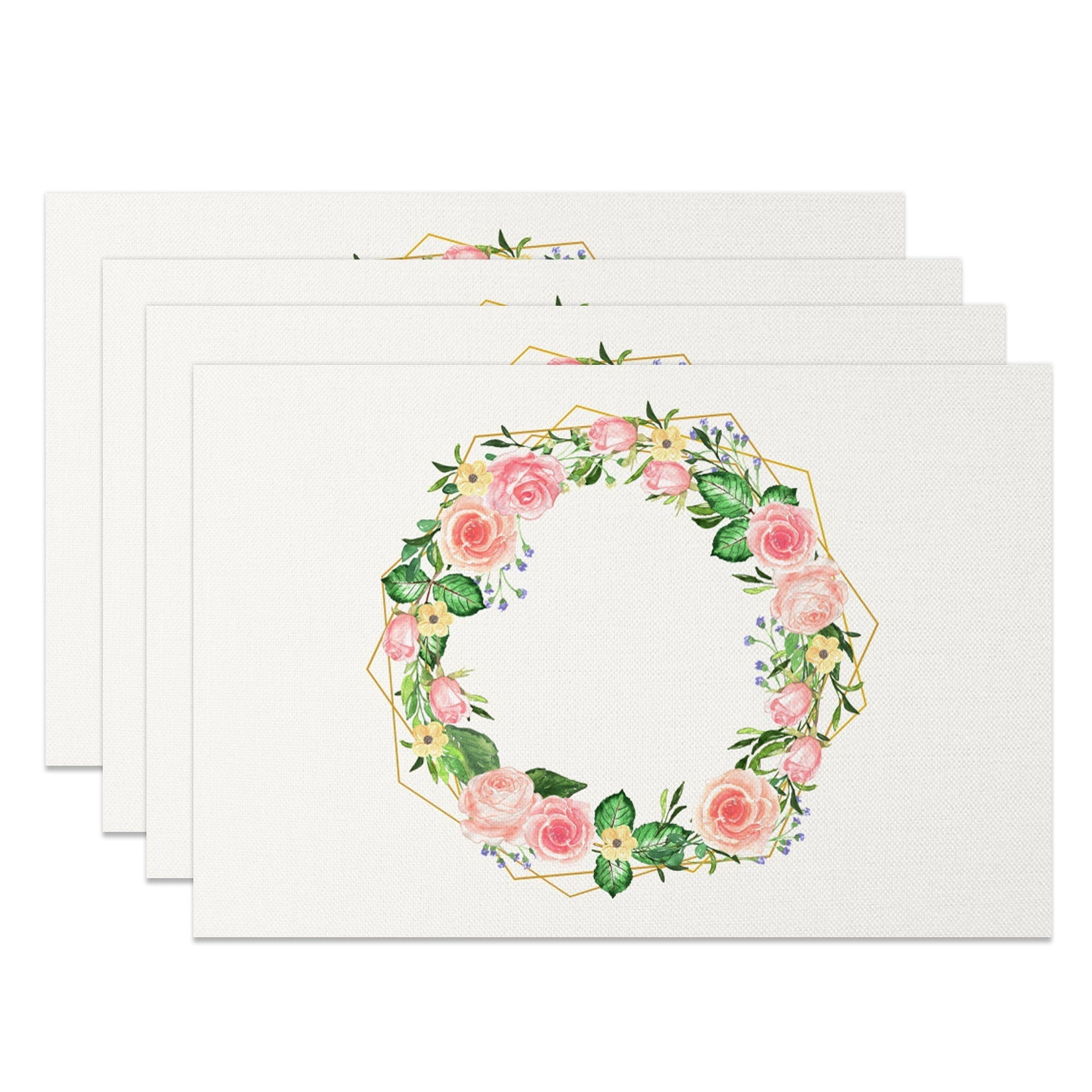 Aperturee - Aperturee Simple Colorful Floral Wreath Set Of 4 Placemats