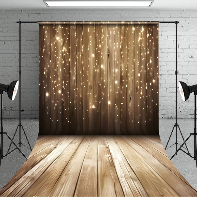 Aperturee - Aperturee Simple Glitter Bokeh Shining Vibe Wooden Backdrop