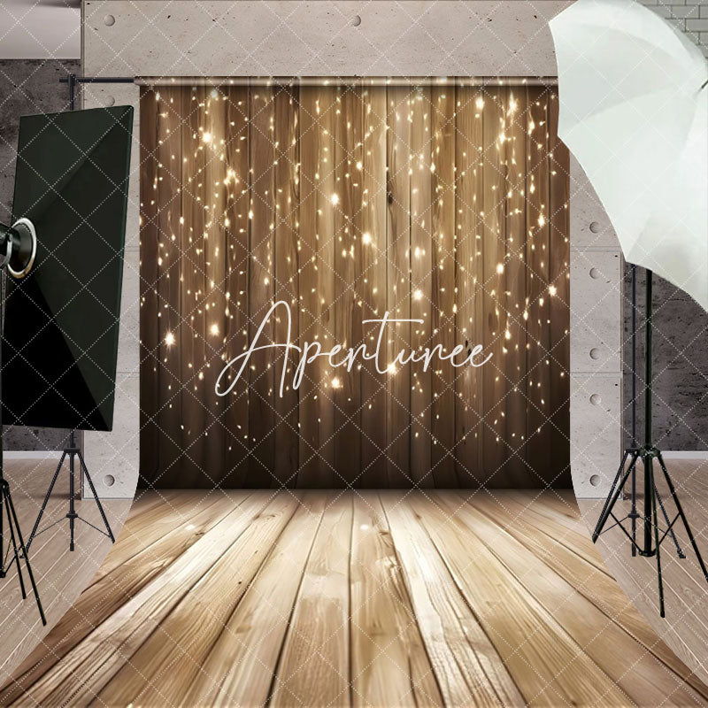 Aperturee - Aperturee Simple Glitter Bokeh Shining Vibe Wooden Backdrop