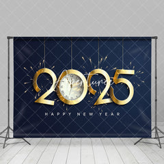 Aperturee - Aperturee Simple Gold Sparks 2025 Clock Happy New Year Backdrop