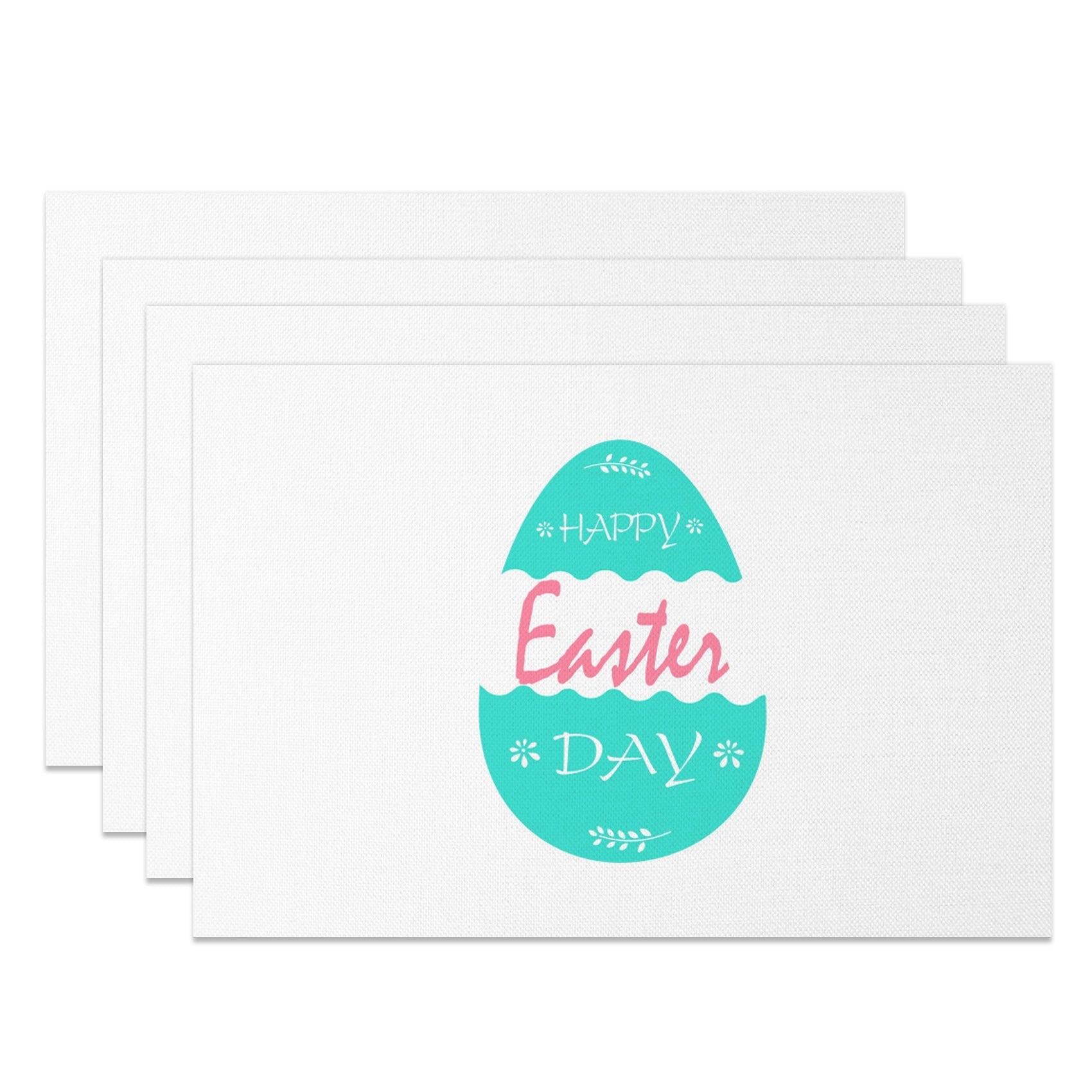 Aperturee - Aperturee Simple Green Broken Egg Easter Set Of 4 Placemats