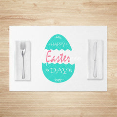 Aperturee - Aperturee Simple Green Broken Egg Easter Set Of 4 Placemats