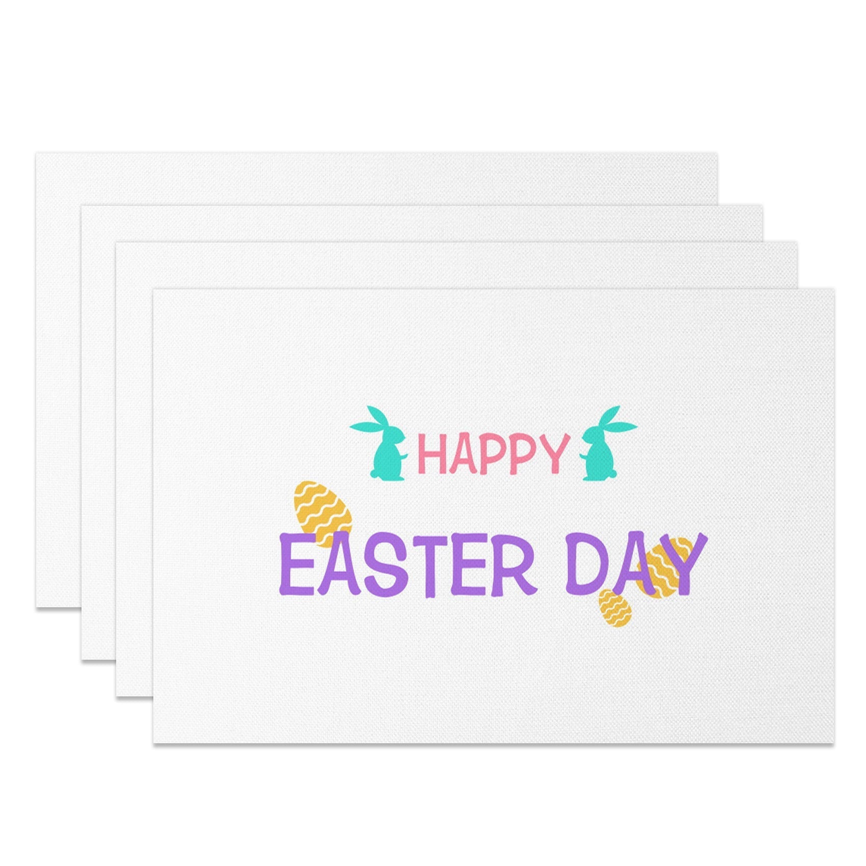 Aperturee - Aperturee Simple Green Bunny Happy Easter Set Of 4 Placemats