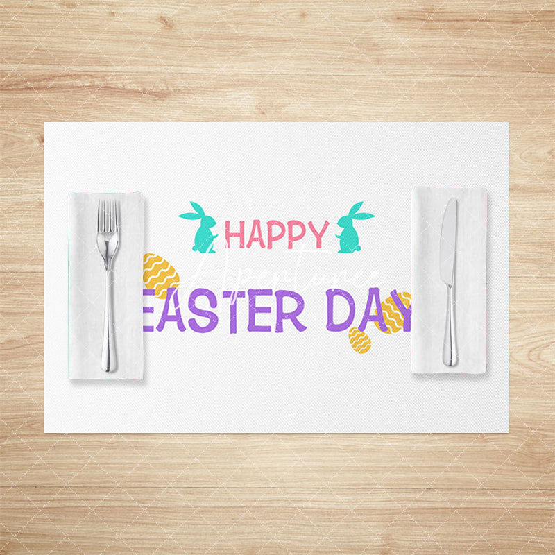 Aperturee - Aperturee Simple Green Bunny Happy Easter Set Of 4 Placemats