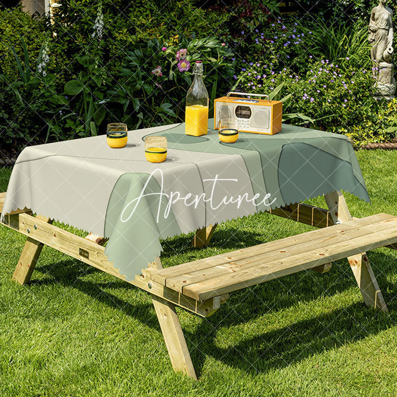 Aperturee - Aperturee Simple Green Curve Abstract Rectangle Tablecloth