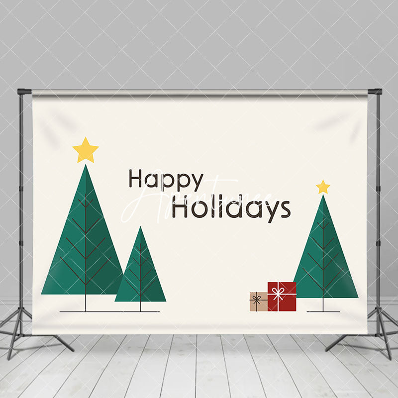 Aperturee - Aperturee Simple Green Pine Trees Gift Happy Holidays Backdrop