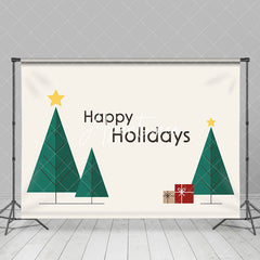 Aperturee - Aperturee Simple Green Pine Trees Gift Happy Holidays Backdrop