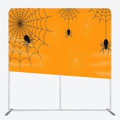 Aperturee - Aperturee Simple Hanging Black Spiders Orange Halloween Backdrop