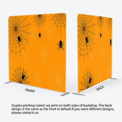 Aperturee - Aperturee Simple Hanging Black Spiders Orange Halloween Backdrop