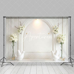 Aperturee - Aperturee Simple Holy White Communion Baptism Photo Backdrop