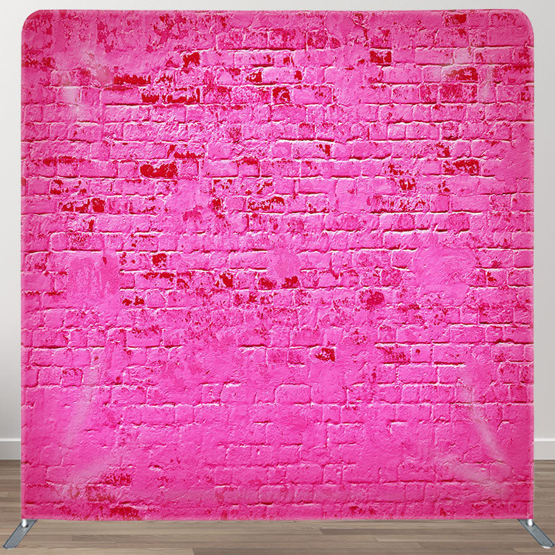 Aperturee - Aperturee Simple Hot Pink Brick Fabric Backdrop Cover for Birthday