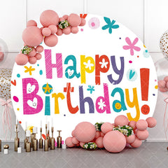 Aperturee - Aperturee Simple Line Happy Birthday Round Party Backdrop