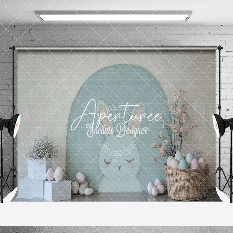 Aperturee - Aperturee Simple Painted Bunny Wall Floral Eggs Easter Backdrop