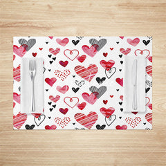 Aperturee - Aperturee Simple Painted Red Black Love Set Of 4 Placemats