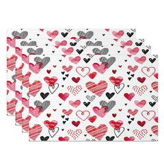 Aperturee - Aperturee Simple Painted Red Black Love Set Of 4 Placemats