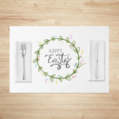 Aperturee - Aperturee Simple Plant Wreath Happy Easter Set Of 4 Placemats