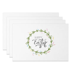 Aperturee - Aperturee Simple Plant Wreath Happy Easter Set Of 4 Placemats