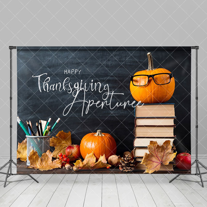 Aperturee - Aperturee Simple Pumpkin Fall Thanksgiving Holiday Backdrop