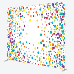 Aperturee - Aperturee Simple Rainbow Dots White Fabric Party Backdrop Cover