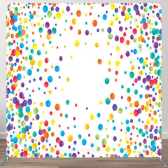 Aperturee - Aperturee Simple Rainbow Dots White Fabric Party Backdrop Cover