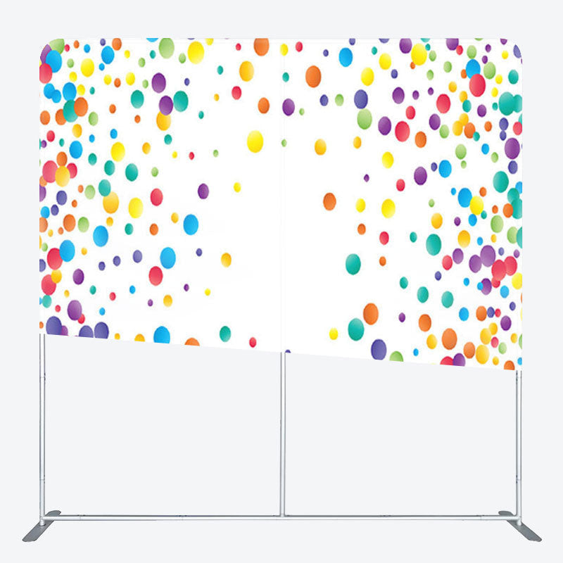 Aperturee - Aperturee Simple Rainbow Dots White Fabric Party Backdrop Cover