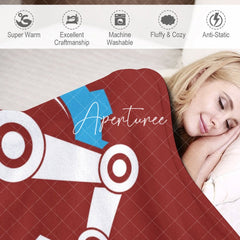 Aperturee - Aperturee Simple Red Blue White Robotic Arm Custom Text Blanket