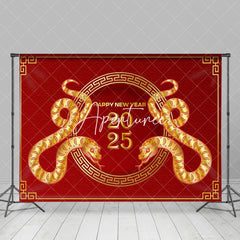 Aperturee - Aperturee Simple Red Gold Zodiac Snake 2025 New Year Backdrop