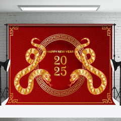 Aperturee - Aperturee Simple Red Gold Zodiac Snake 2025 New Year Backdrop