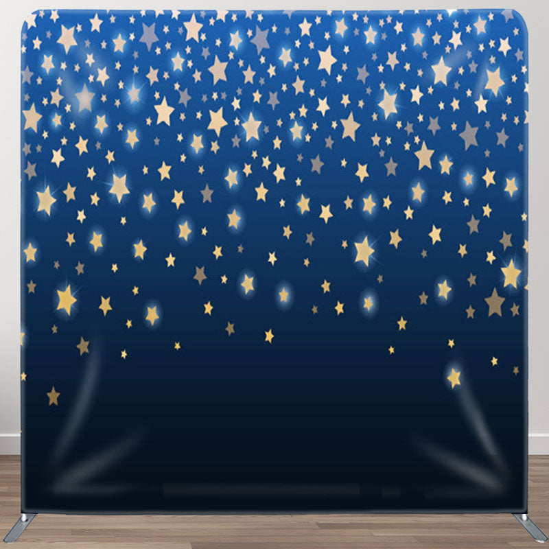 Aperturee - Aperturee Simple Sparkling Stars Blue Party Backdrop Cover