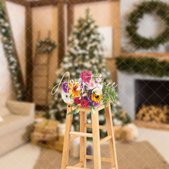 Aperturee - Aperturee Simple Style Room Wreath Sofa Fireplace Xmas Backdrop