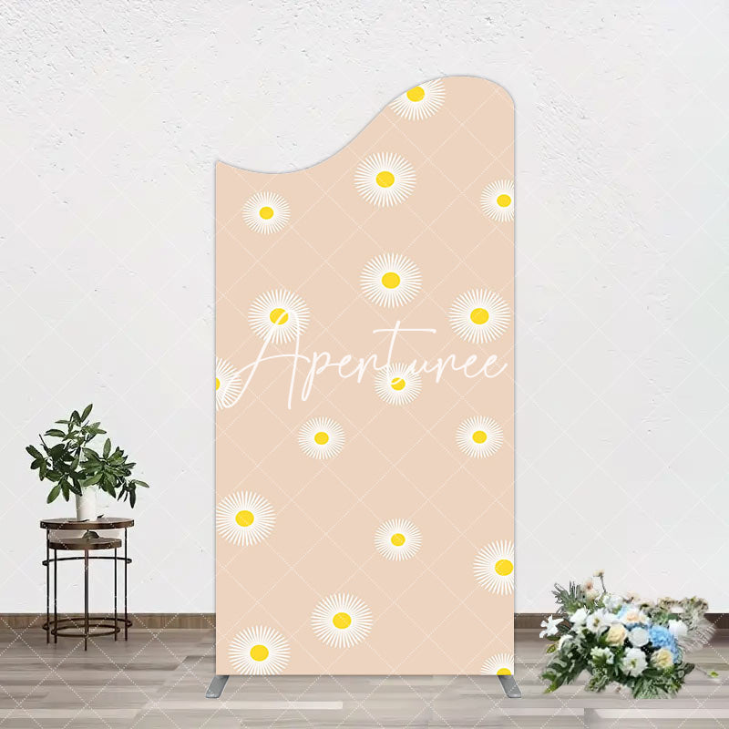 Aperturee - Aperturee Simple White Blooming Flowers Birthday Arch Backdrop