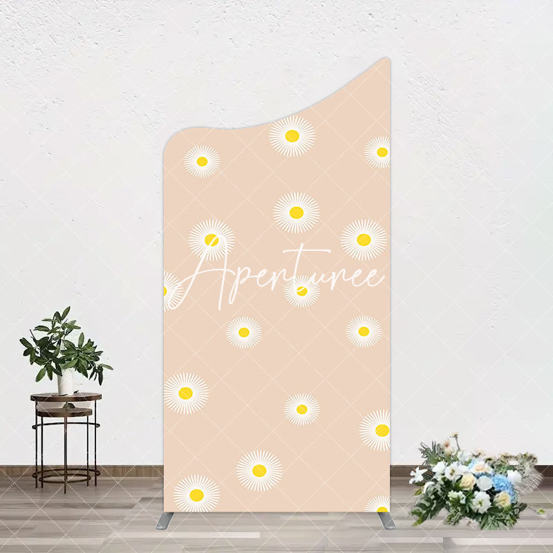 Aperturee - Aperturee Simple White Blooming Flowers Birthday Arch Backdrop