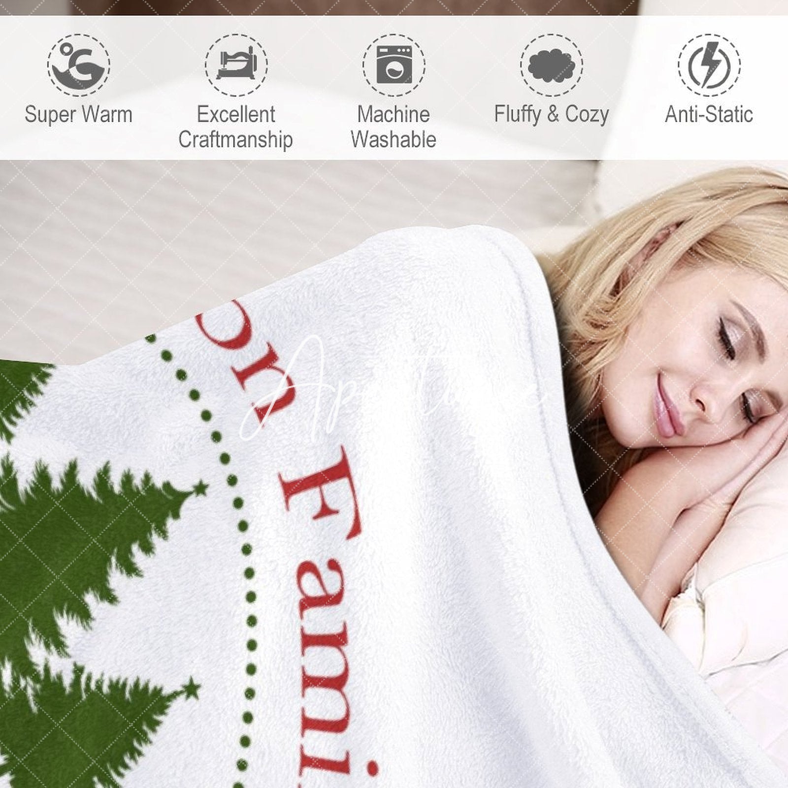 Aperturee - Aperturee Simple White Christmas Tree Farm Custom Text Blanket