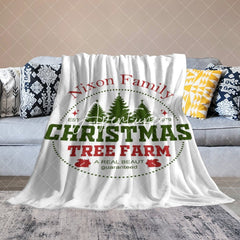 Aperturee - Aperturee Simple White Christmas Tree Farm Custom Text Blanket