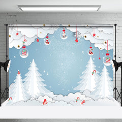 Aperturee - Aperturee Simple White Christmas Tree Scene Holiday Backdrop